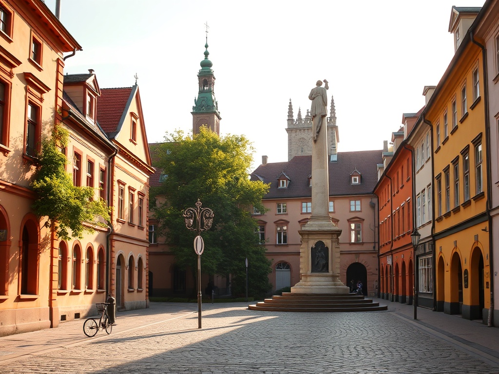 Panorama miasta Pyskowice z widocznym kościołem i zabudowaniami